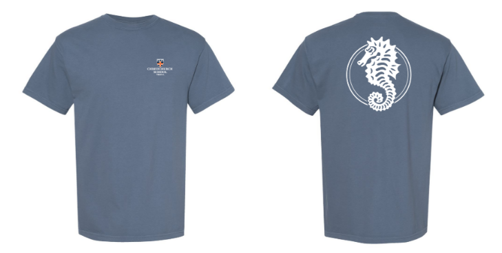 Comfort Colors Christchurch Seahorse Tee Navy and Orange
